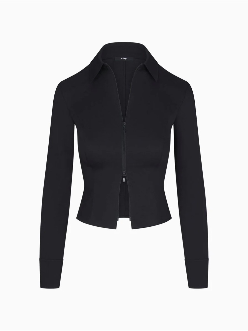 KHY POPLIN COLLARED ZIP SHIRT I BLACK